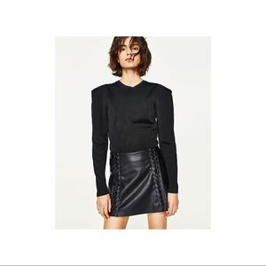 Zara Braided Faux Leather Skirt